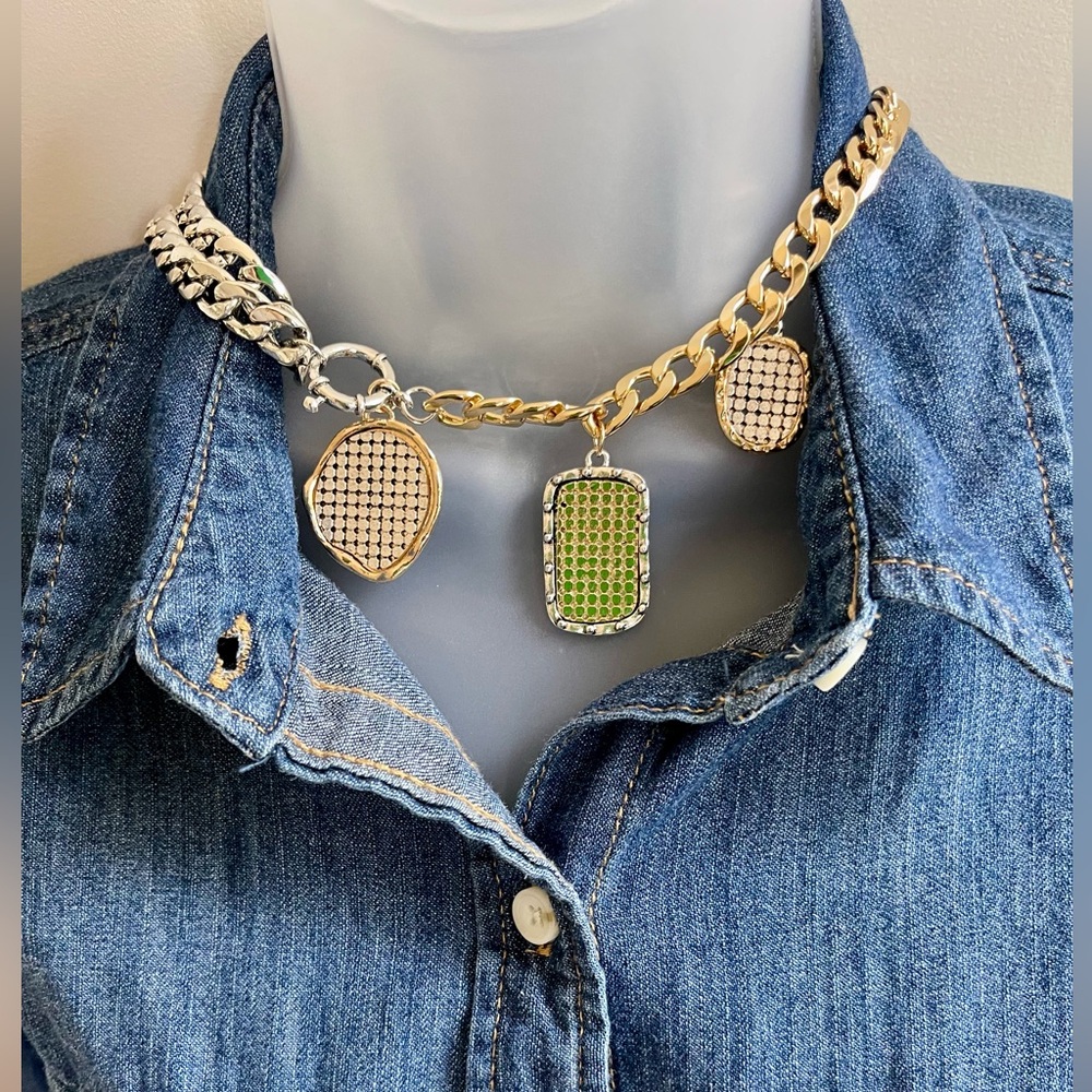 Two-Tone Chain Necklace Gold Silver - Zara like design